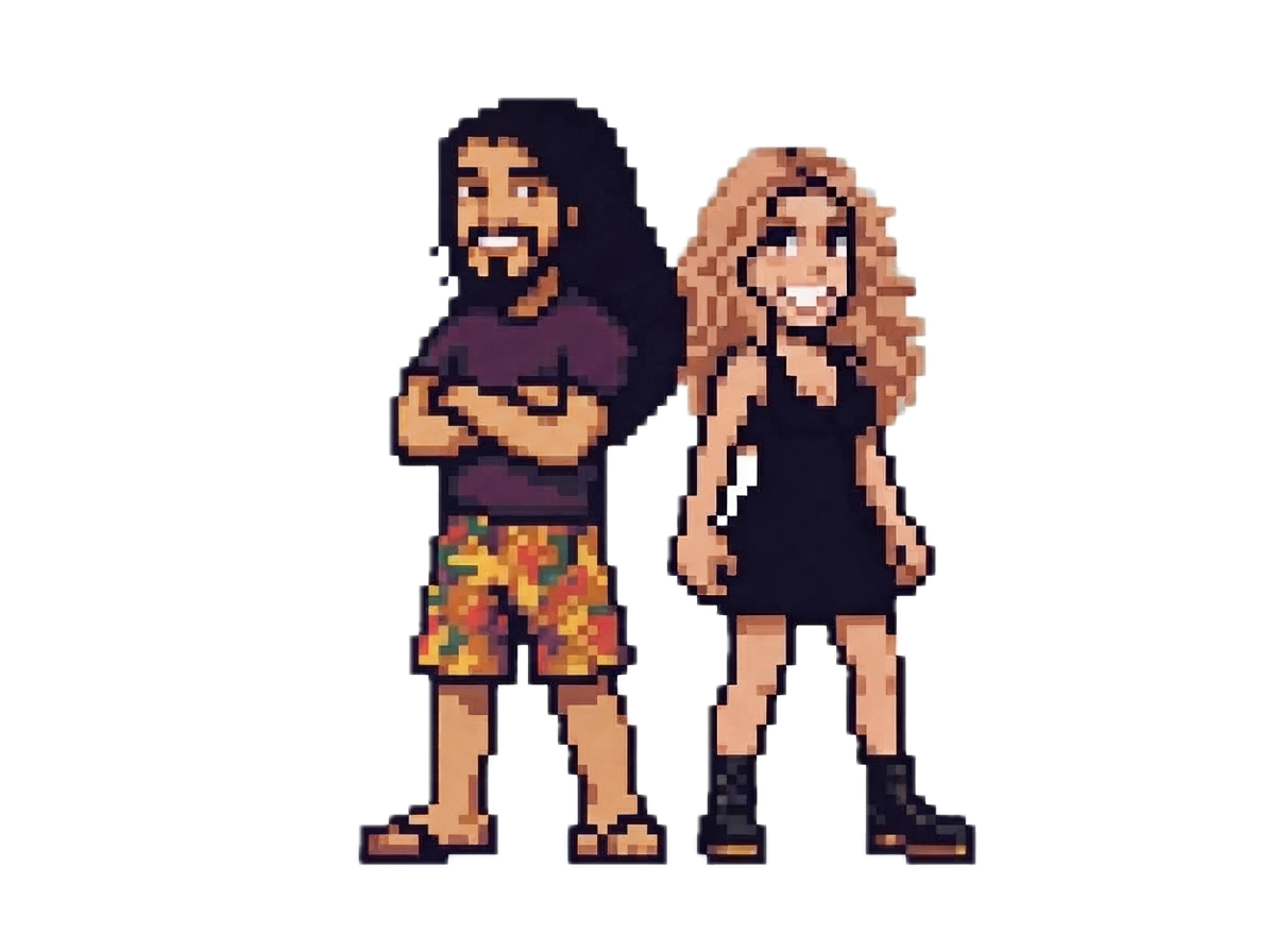 Pilar and Joe, pixel art